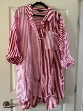 Davi & Dani Pink and Red Striped Shirt